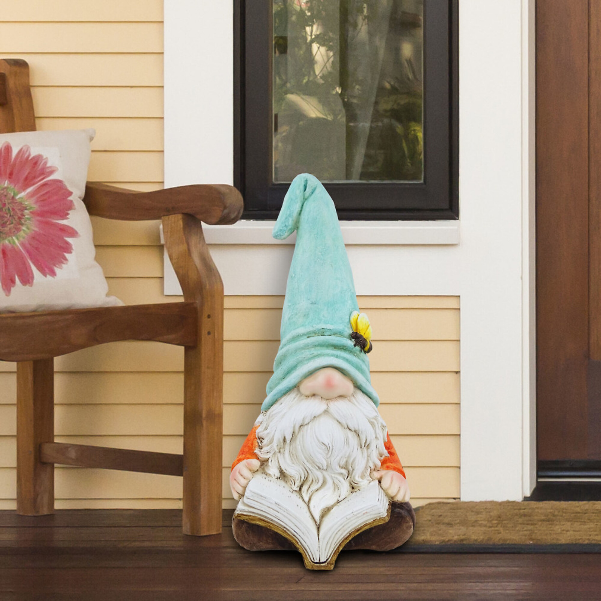 Alpine Corporation, Gnome with Turquoise Hat Reading Book Decor, Model# MCC844